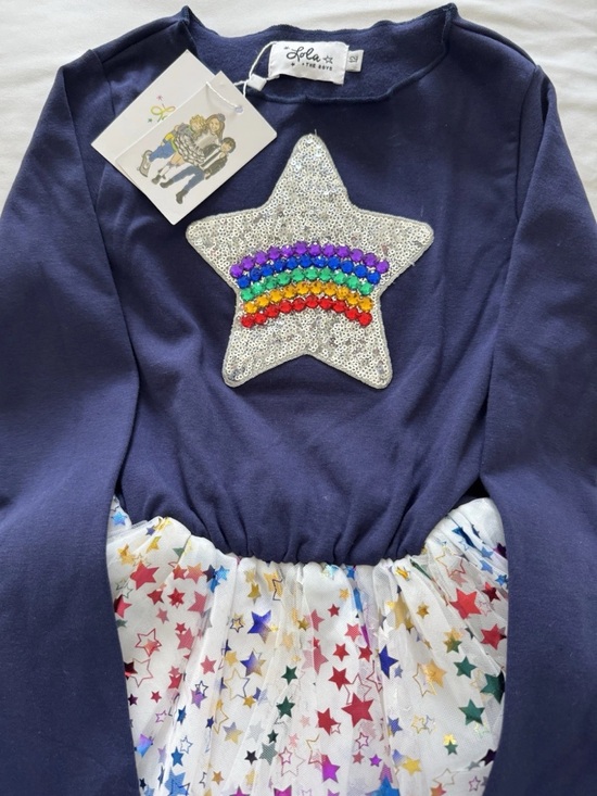 Lola + The Boys Other - Girls Navy Long Sleeve Rainbow Star Tutu Dress Size 12